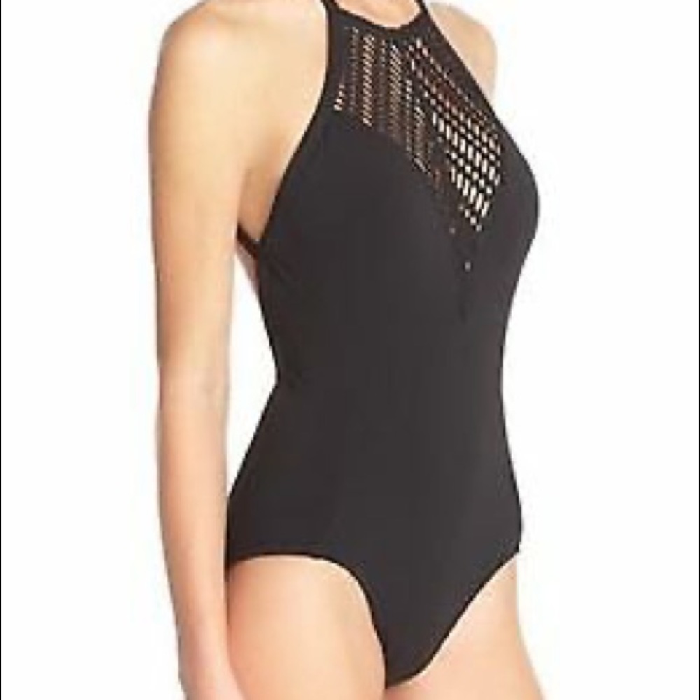 Robin Piccone Black Sophia Crochet One Piece Swimsuit - Picture 3 of 8